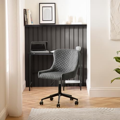 Julian Bowen Luxe Office Chair in Grey Velvet, 52 x 60cm