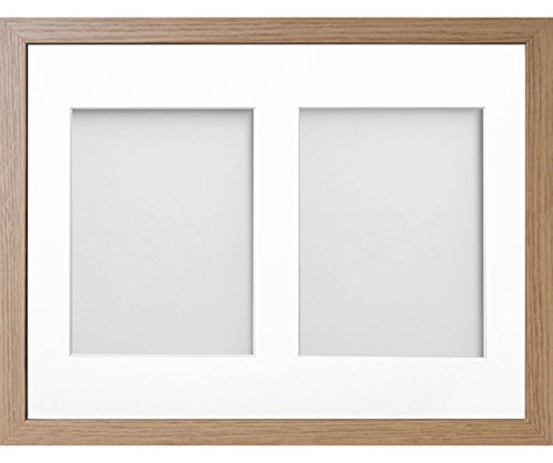 Allington Range 16x12-inch Beech Picture Photo Frame with White 2-Aperture Mount for Image Size 8x6-inch