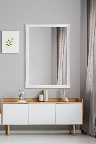 "FRAMES BY POST NEW LARGE SHABBY CHIC STYLE SWEPT BEVELLED OVERMANTLE WALL/HALL MIRROR - PRICE INCLUDES STANDARD DELIVERY, 40"" X 28"", WHITE"