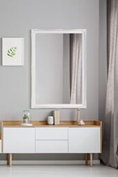 "FRAMES BY POST NEW LARGE SHABBY CHIC STYLE SWEPT BEVELLED OVERMANTLE WALL/HALL MIRROR - PRICE INCLUDES STANDARD DELIVERY, 40"" X 28"", WHITE"