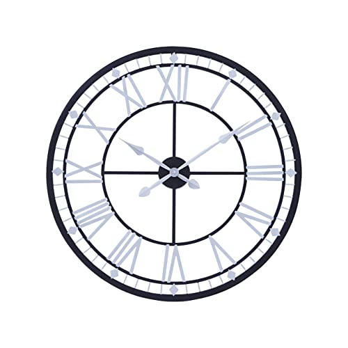 Premier Housewares Wall Clock Wooden Clocks For Living Room Silver Roman Numbers Kitchen Clocks Wall Contemporary Clocks For Bedrooms 80 x 4 x 80