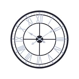 Premier Housewares Wall Clock Wooden Clocks For Living Room Silver Roman Numbers Kitchen Clocks Wall Contemporary Clocks For Bedrooms 80 x 4 x 80