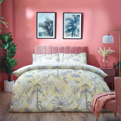 furn. Colony Palm Single Duvet Cover Set, Cotton, Polyester, Yellow