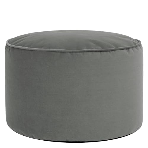 icon Milano Velvet Large Bean Bag Footstool with Filling Included, Grey