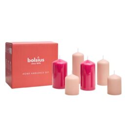 Bolsius - Candle Set - Pink - 6 Candles - Decorative Candles - Contains Natural Plant Wax - No Palm Oil