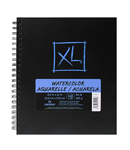Canson Watercolor Book XL - Side Wirebound, 48 Sheets (90lb/185g) for Watercolor, Gouache, and Acrylics