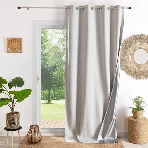 Home Maison Thermal Blackout Winter Summer Curtain 140 x 260 cm Ecru with Rifle Barrel Eyelets Removable Lining