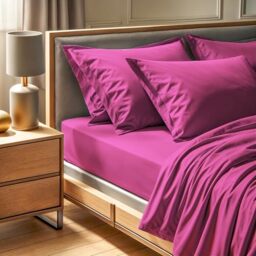 Premium Ranforce Double Fitted Sheet (140 x 190 + 30 cm) - 100% Cotton, 155 Thread Count, Dusty Rose - Machine Washable at 30°C, Soft & Durable