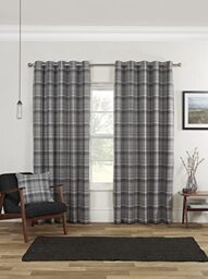 Sundour Carnoustie Eyelet Ring Top Curtains 90x54 Grey, Polyester, 90 x 54