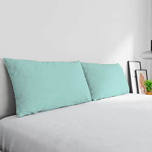 Max Color Pair of Pillowcases 100% Cotton, Made in Italy, Pillowcase Size 50 x 80 cm with Inner Flap, Plain Colour – Aqua Green