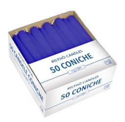 50 Conical Candles Diameter 2.2 cm Height 21 cm – Colour Navy Blue – Burn Time 5 Hours – Standard for Candelabra – Cereria Di Giorgio