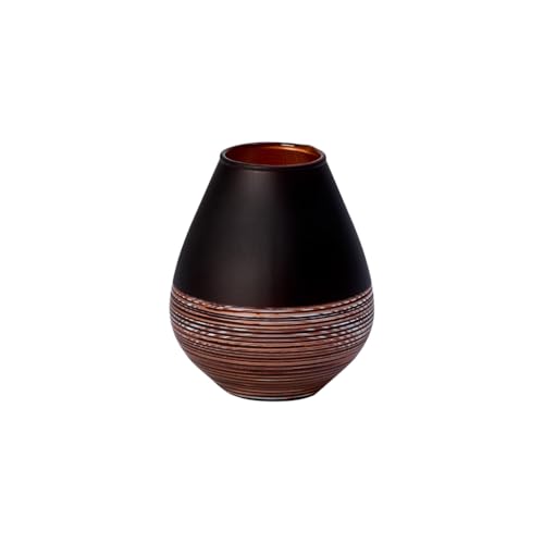 Villeroy & Boch Manufacture Solid Swirl Vase, 12.2 cm, Crystal, Black/Bronze