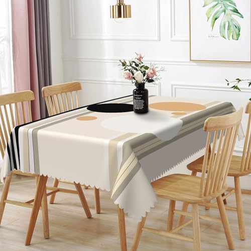 TTQYFNM 54x86inches Mid Century Modern Tablecloth Boho Abstract Geometric Minimalist Simple Art Table Cloth Waterproof Durable Fabric Table Cover for Kitchen Dining Room Living Room Patio Home Decor
