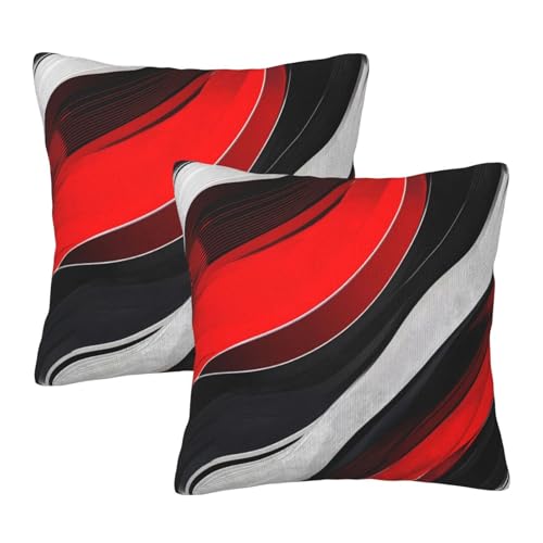 aipoase Red Black Gray Abstract Throw Pillow Covers 18 X 18 Inch Set of 2 Pillow Cases Decoration Cushion Cover for Sofa Bedroom Living Room Outdoor