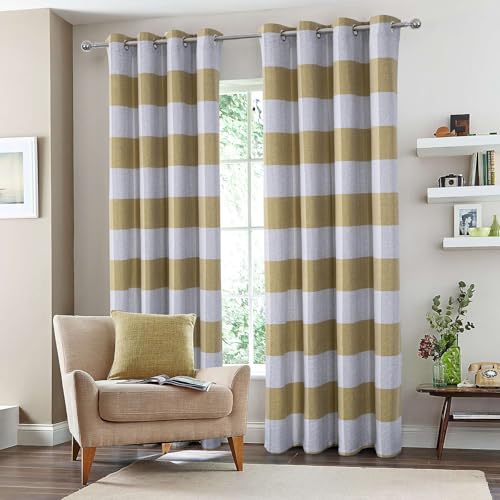 always4u Yellow Check Curtains Plaid Farmhouse Window Curtains Grommet Drapes for Living Room Bedroom 2 Panels 54 * 95 Inches