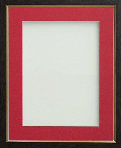 Frame Company Drayton Range Gold Insert Picture Photo Frame with Red Mount for Image Size 8 x 6-Inch, Plastic, Black, 12 x 10-Inch