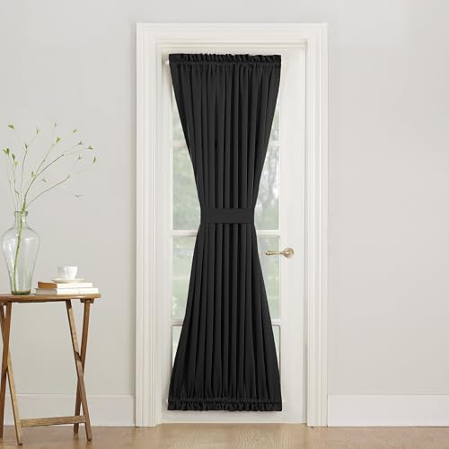 "Sun Zero Barrow Energy Efficient Rod Pocket Door Curtain Panel, 54"" x 72"", Black"