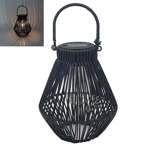 Lesser & Pavey Solar Led Lantern Black Outdoor Lights For Garden Decorations - Decorative & Durable Garden Leds For All Seasons - Waterproof Solar Lights For Pathways, Patios, Fences, and Walls