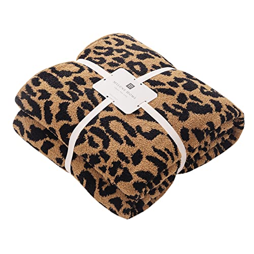 "MH MYLUNE HOME Ultra Soft Leopard Throw Blanket (50x60 inches) Microfiber Blankets Plush Warm Reversible Cheetah Blanket Leopard Pattern Throw for Couch Bed Sofa - Brown, 50""x60"""