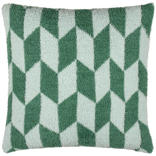 furn. Olsen Polyester Filled Cushion – Geometric Soft Feather Yarn Retro Decorative Pillow (Good For You Green – 45x45cm)