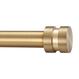 12-20 Inch Adjustable Short Curtain Rod Warm Gold 1 Inch Diameter Heavy Duty with Aluminum Finials for Windows, Doors, Drapery