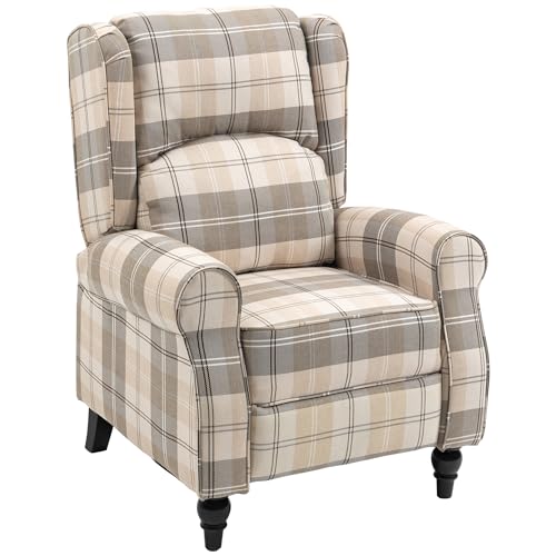 HOMCOM Recliner Chair for Living Room Wingback Chair with Padded Armrest Khaki