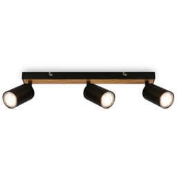 BRILONER - LED Ceiling Spotbar, 3 x GU10 max 9W, Adjustable Ceiling Spot Lights, Living Room, Kitchen Lights, Lamps for Bedroom, 44 cm, Black-Wood