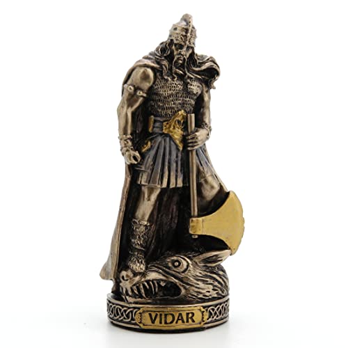 Veronese Design 3 3/8 Inch Vidar Norse God of Vengeance Hand Painted Bronze Finish Miniature Figurine