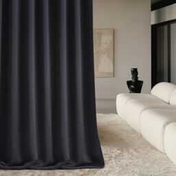 ROOM99 Curtain with Silver Eyelets Aura 140 x 250 cm Width x Height Sliding Curtains Modern Curtain Living Room Bedroom Black Pack of 1