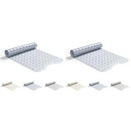 Good Nite Non Slip Bath Mat 101x40cm Bathtub Mat Shower Mat Machine Washable Bath Tub Mat with Suction Cups Drain Holes Rubber Bath Mats Non Slip Anti Mould Extra Long Bath Mat Blue (Pack of 2)