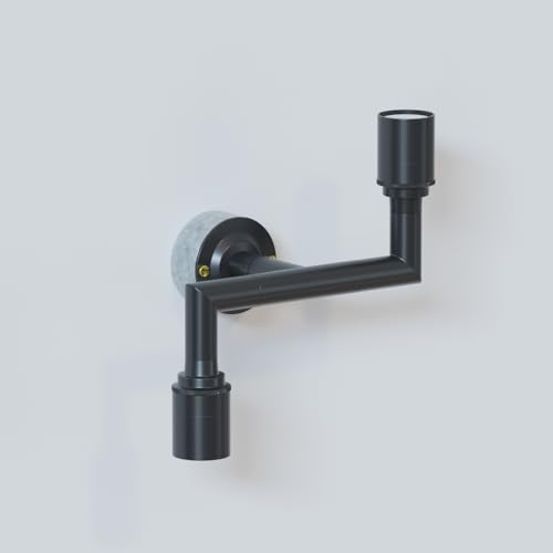 Industrial 2 Way Wall Lights - Metal 20mm Conduit Pipe Modern Dual Bulb Design Wall Scone E27 Base Lamp Holder Fitting Wall Mounted Fixture for Living Room Kitchen EPC A+(Black - With Out Bulb)
