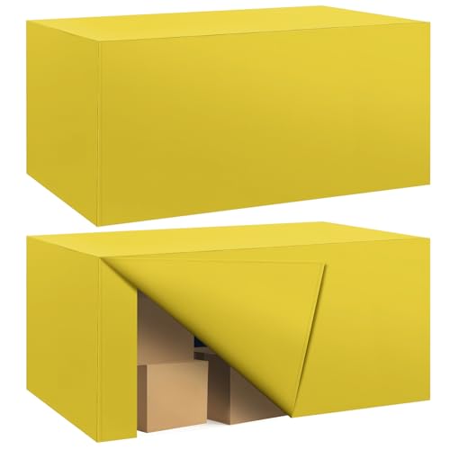Ascoza 2 Pack Fitted Tablecloth for 6 Foot Rectangle 72 x 30 Inch Yellow Table Covers Water Resistant Polyester Cloth for Folding, Parties,Display, Trade Show (Yellow)
