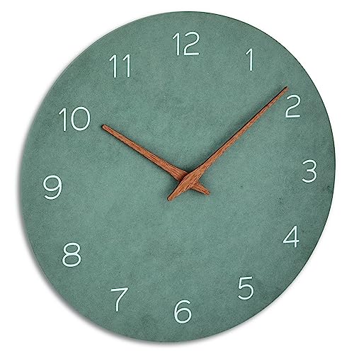 TFA Dostmann Analogue Wall Clock 60.3054.04 Wood Effect Quartz Movement with Long Battery Life Jade Green MDF Wood Fibre (L) 297 x (W) 45 x (H) 297 mm