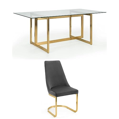 Julian Bowen Minori Dining Table & 4 Vittoria Grey Chairs - H97xW200xD100cm
