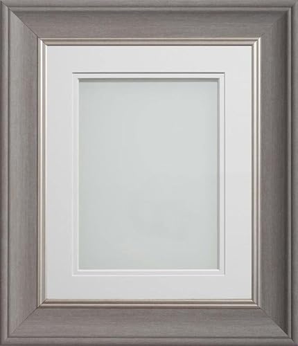 Frame Company Drummond Gunmetal Grey Photo Frame, Double White Mount, 14x11 for 12x8 inch, fitted with perspex
