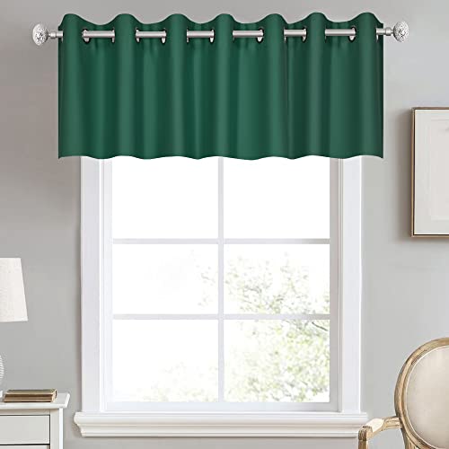 DECOVSUN Dark Hunter Green Valances for Windows 100X18 Inches Blackout Thermal Insulated Valance with Grommet Top for Kitchen Living Room Short Straight Drape Valance for Bedroom Kids Room 1 Panel