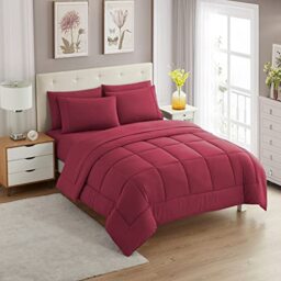 Sweet Home Collection Ultra Soft Down Alternative Set & Luxurious Bed Sheets, Polyester, Burgundy, Twin XL