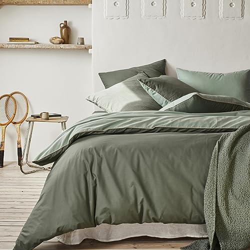 Essix Two-Tone Cotton Duvet Cover, Good Days, Palm/Aloe, 140 x 200 cm