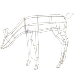 WeRChristmas 3D Metal Grazing Doe Reindeer Silhouette Christmas Decoration, Warm White, 80 cm