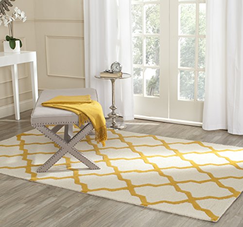 Safavieh Trellis Indoor Hand Tufted Rectangle Area Rug, Cambridge Collection, CAM121, in Ivory / Gold, 152 X 244 cm for Living Room, Bedroom or Any Indoor Space