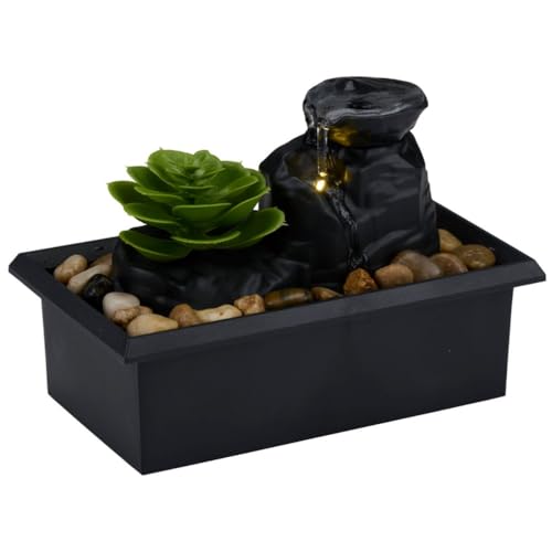 Arti Casa Room Fountain - Battery Operated Water Ornament - Including LED Lighting - 10.5x17.5x12cm