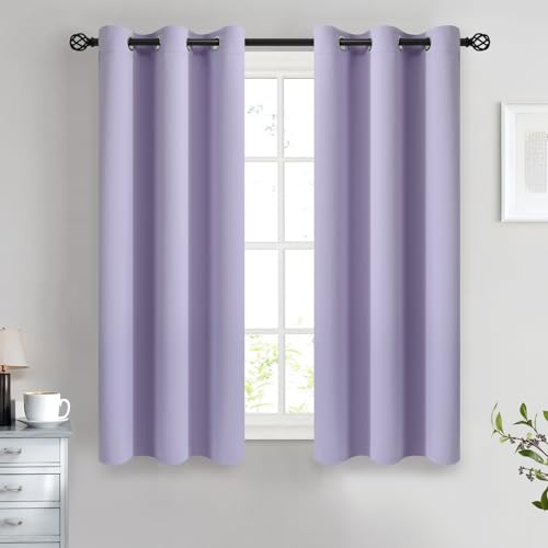 COSVIYA Grommet Room Darkening Curtains 54 inch Length 2 Panels,Thick Polyester Light Blocking Insulated Thermal Window Lilac Curtain Drapes for Bedroom/Living Room,38x54 inches