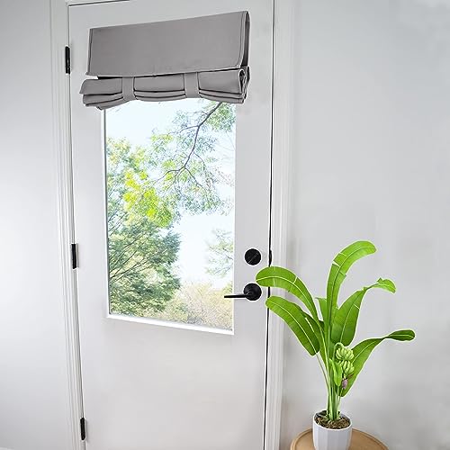 WdFour French Door Curtains with Silky Feel Thermal Insulated Noise Reducing Blackout Curtains for Glass Door Office (30W x 40L, 1 Panel, Light Gray)