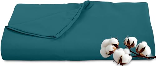 Royale Linens 300 Thread Count 100% Long Staple Combed Cotton Flat Sheet - Super Soft - Top Sheets - King Flat Sheet Sold Separately - Breathable, Cool & Crisp Percale Sheets Only (King, Teal)