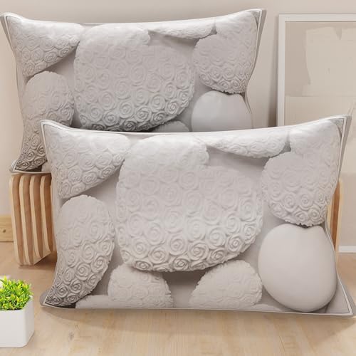 PETTI Artigiani Italiani - Bed Pillowcases, Set of 2 Pillow Covers 50x70 cm, Cushion Cover in Hypoallergenic Microfibre, Made in Italy, Shabby Bianco Pattern
