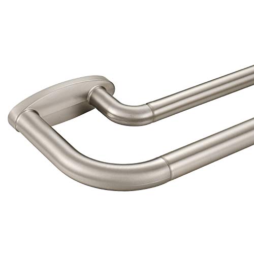 Double Curtain Rods Brushed Nickel,Room Darkening Curtain Rod 28-48 Inches,Adjustable 3/4 Inches Front and 5/8 Inches Back Quality Metal Window Curtain Rod,Wrap Around Design