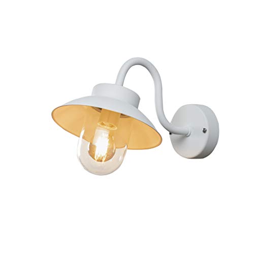 Konstsmide Outdoor Wall Light Mains Powered/Vega Down Outdoor Wall Light/1 x 60 W E27 Max Wall Lamp/Clear Glass Globe / IP44 / Outside Light Aluminium White