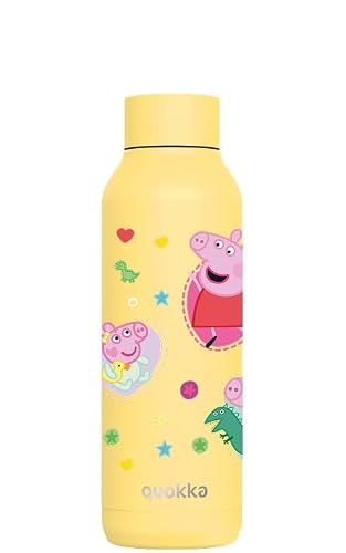 Quokka Solid Peppa Pig Light Yellow Insulated Stainless Steel Water Bottle 510 ml ??? Double-Wall Vacuum, 12 h Hot and 18 h Cold, Wide Mouth, Leak-Proof Lid, Gift Idea