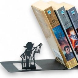 Renovatio Metal Bookend Master - Cute Decorative Unique Geeky Modern Anime Bookends - Black Book End for Office & Home - Cool Stopper Shelf Holder for Kids Room