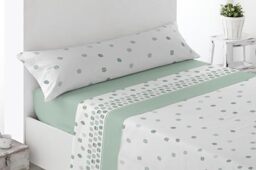 Miracle Home. Villar Bed Sheet Set, 4-Piece Set, Fitted Sheet, Flat Sheet and 2 Pillowcases, Anti-Peeling, 50% Cotton-50% Brushed Microfibre, Green, 150 x 200 cm, 150 cm Bed